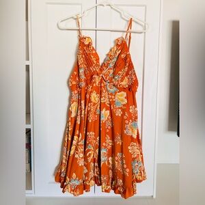 Free People Orange Floral Summer Dress